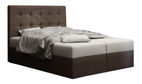 Manželská postel Boxspring 140 cm Duel 1 Comfort (tmavě hnědá) (s matrací a úložným prostorem)