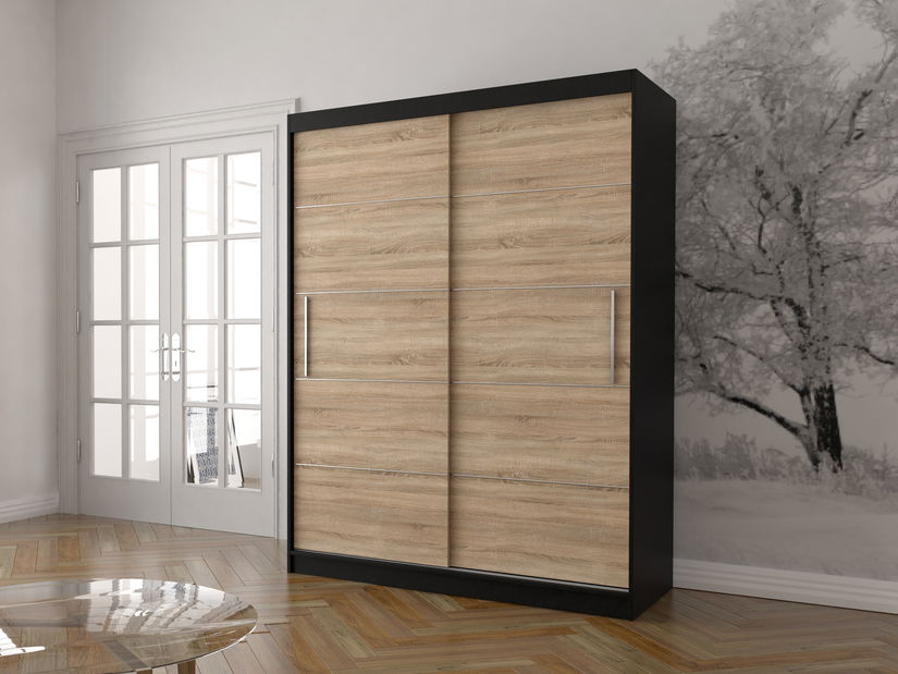 Šatní skříň Viola 06 (černá + dub sonoma)