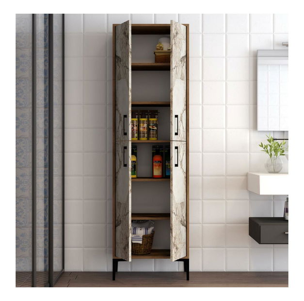 Policová skříň Berina 1 (ořech + bílá)