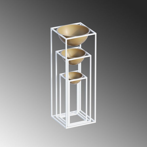 Dekorativní stojan na květiny Gwyneth (bílá + zlatá)