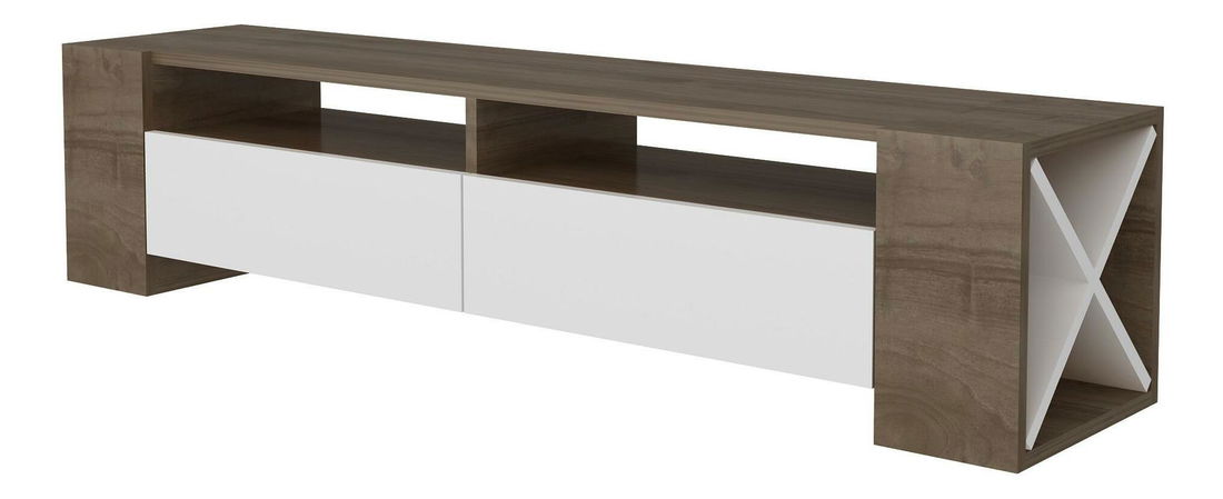 TV stolek/skříňka Sisuko (ořech + bílá)