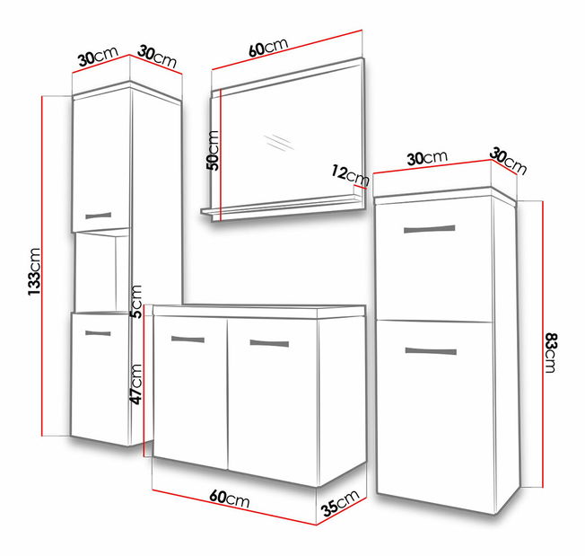 Koupelnová sestava Melinda I (dub wotan) (bez sifonu)