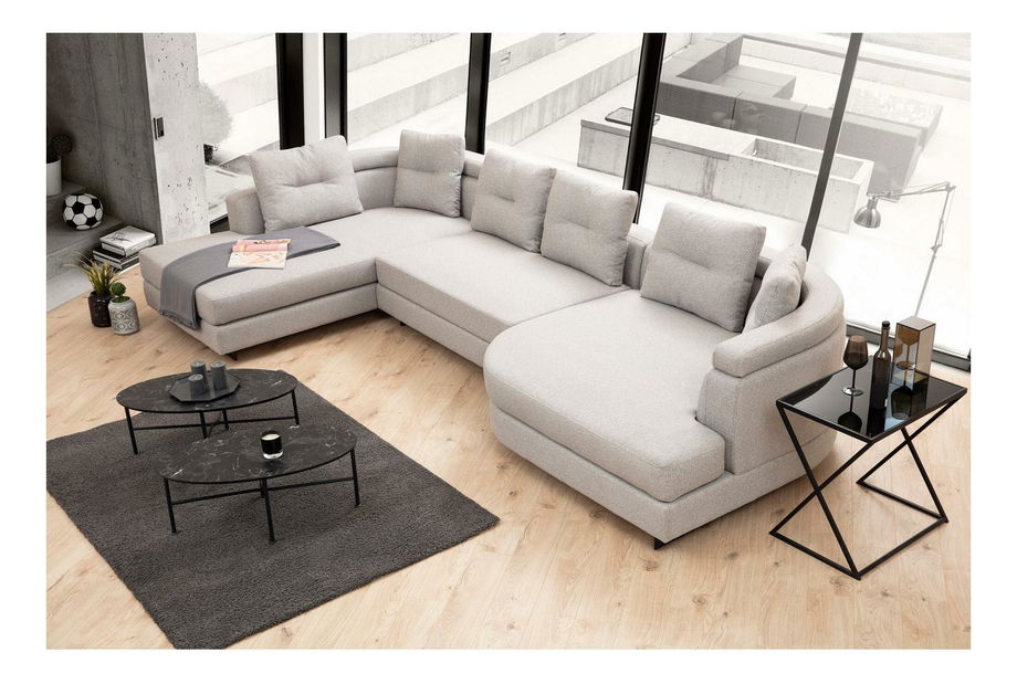 Rohová sedačka Padalusso (L) (světle šedá + černá)