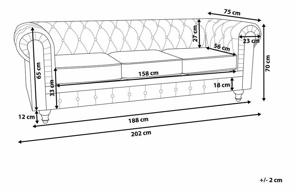 Pohovka trojsedačka CHICHESTER (žlutá)