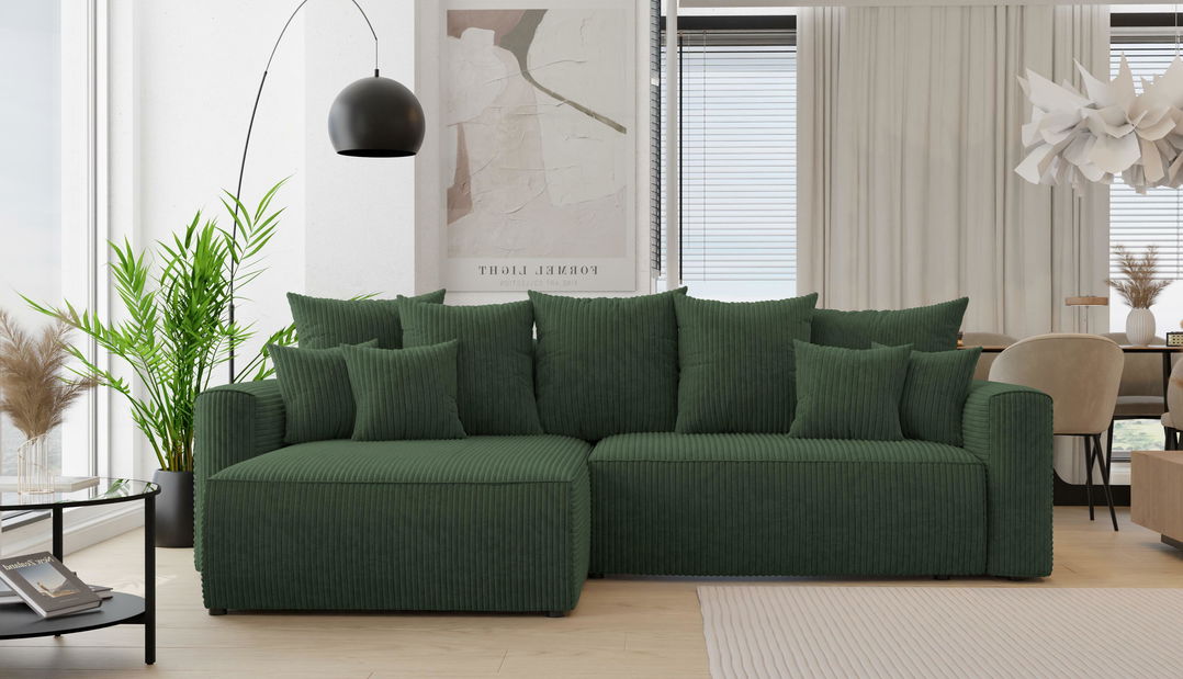 Rohová sedačka Baria (L) (tmavě zelená)