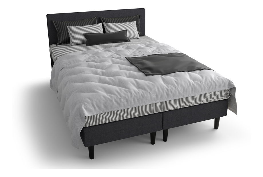 Manželská posteľ Boxspring 140 cm Rita (sivočierna) (s matracom, bez úložného priestoru)