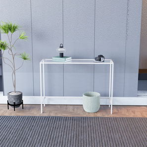 Konzolový stolek Canva (bílá + sklo)