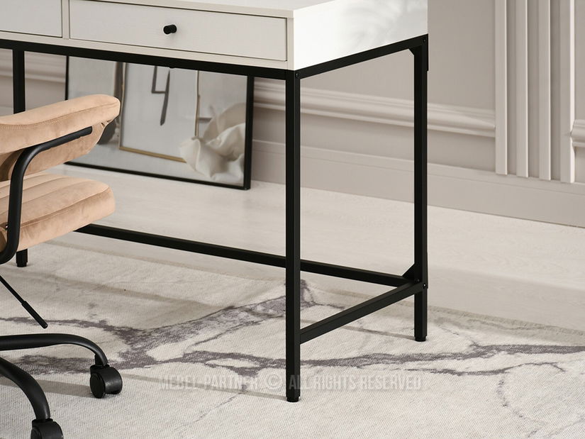 PC stolek Kaplan (bílé dřevo + černá)