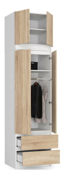 Nadstavba na skříň Sashka II (bílá + dub sonoma)