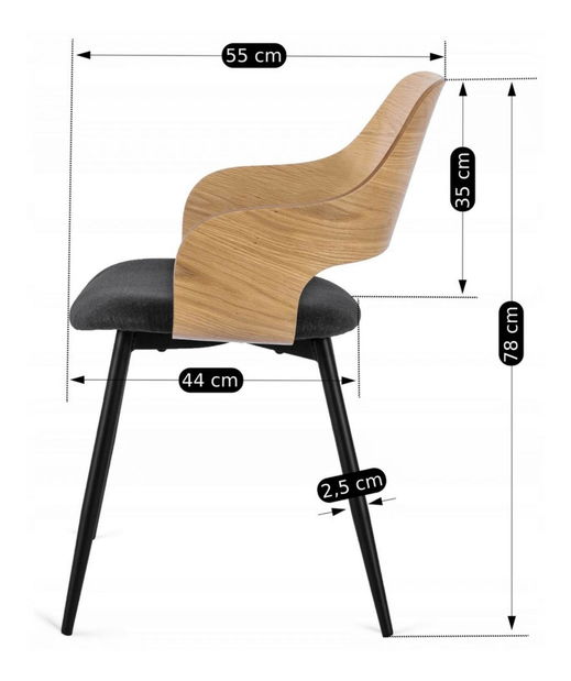 Jídelní židle Obvio (dub zlatý + černá)