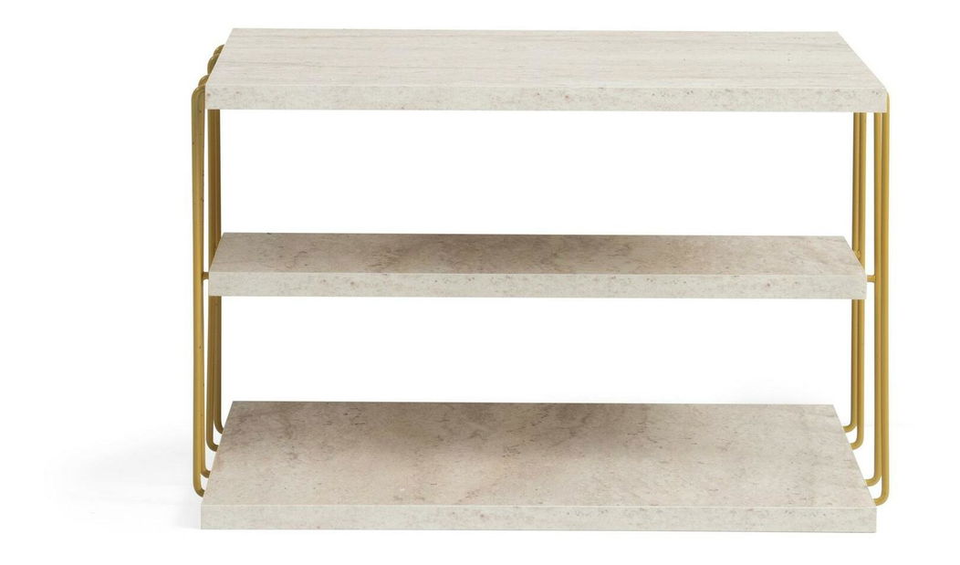 Příruční stolek Lifia (zlatá + mramor světlý)