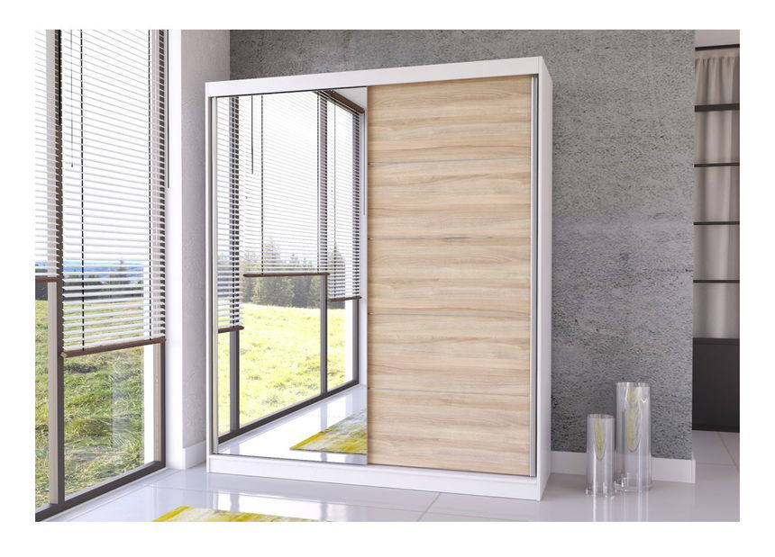 Šatní skříň Balor 05 (bílá + dub sonoma)