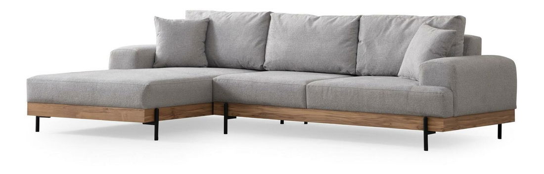 Rohová sedačka Etorella (L) (šedá + dub)