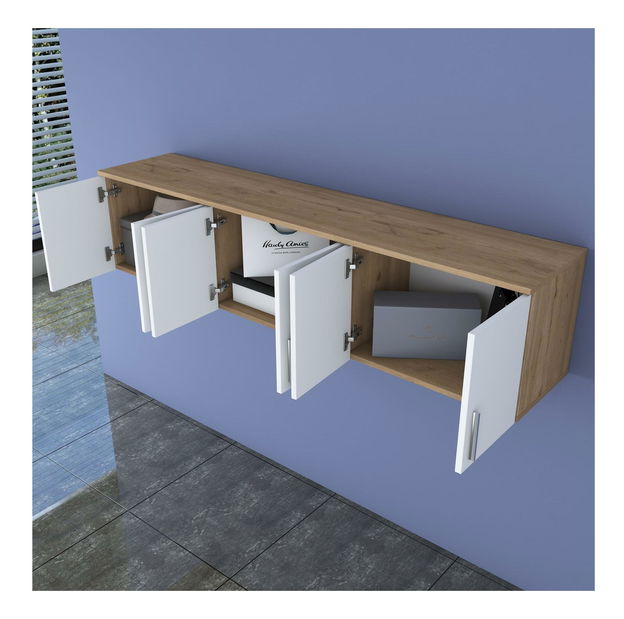 Závěsná skříňka Eladona 14 (ořech + bílá)