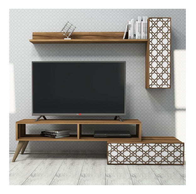 Obývací stěna Komite (ořech + bílá)