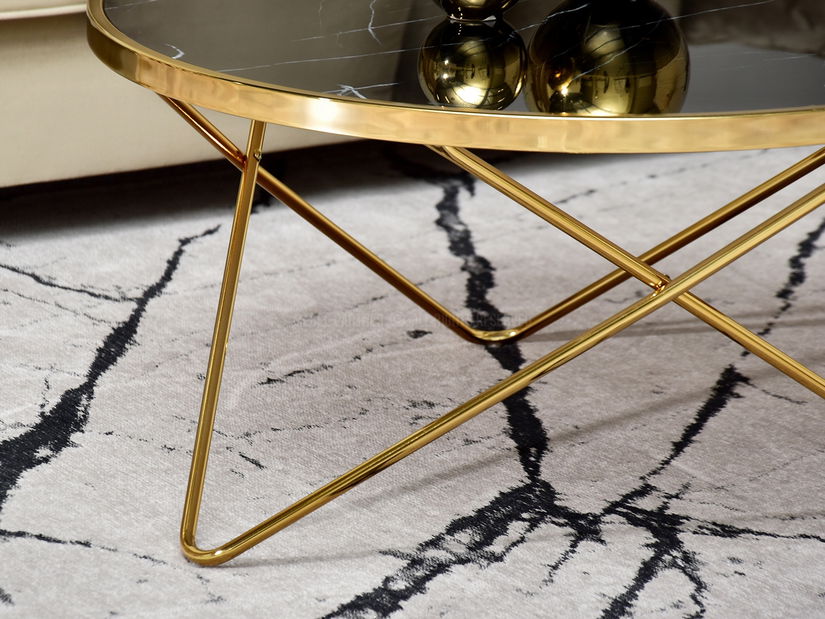 Konferenční stolek Armin Xl (černý mramor + zlato)