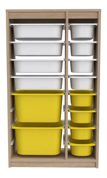 Organizér na hračky Dremonka 6 (dub sonoma + bílá + žlutá)