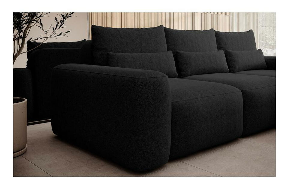 Rohová sedací souprava Carlito (P) (černá + černá)