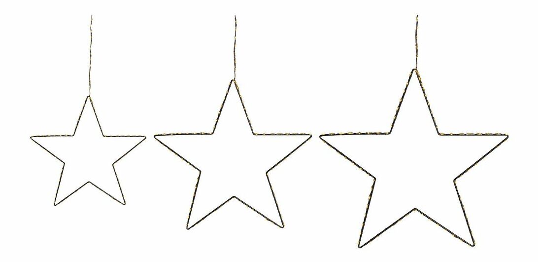 Set 3 ks LED dekorace hvězdy Kunza (stříbrná)