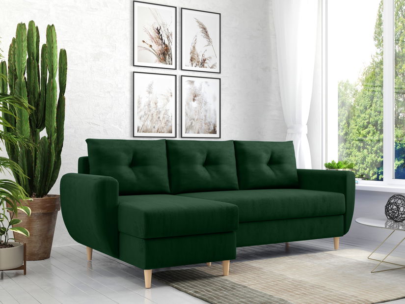  Rohová sedací souprava Eugenie (L) (tmavě zelená)