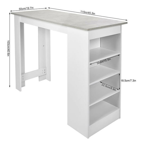 Barový stolek Matioso 1 (beton + bílá)