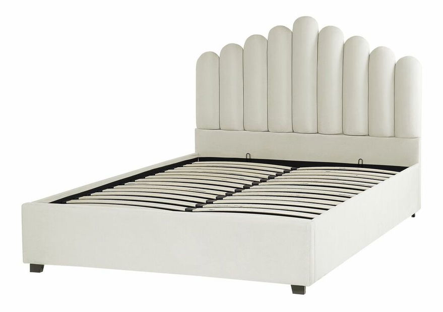 Manželská postel 160 cm Valhala (bílá) (s roštem a úložným prostorem)