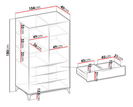 Policová skříň Semprum 2D3SZ (písková béžová)