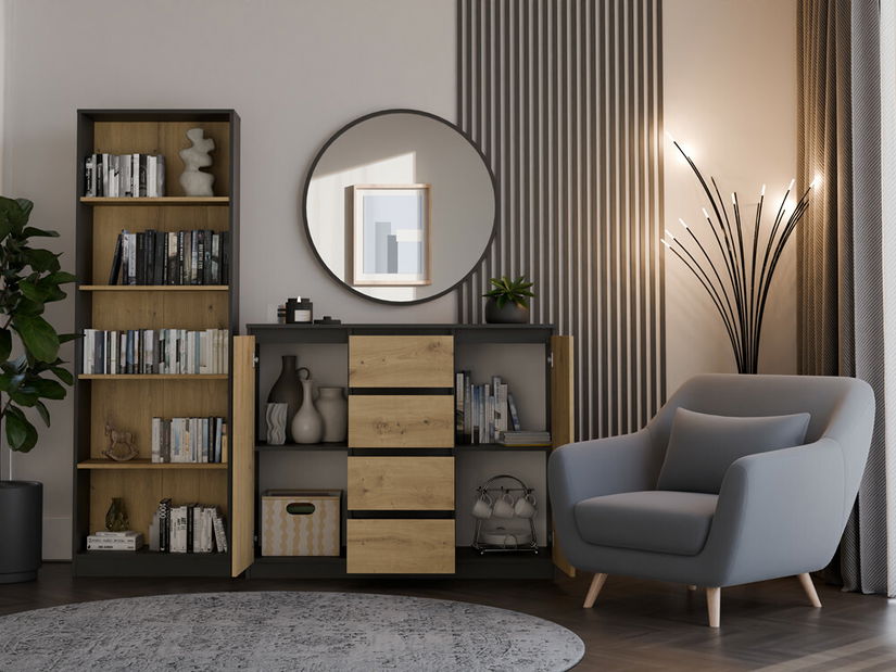 Komoda Musecalo 8 (antracit + dub artisan)