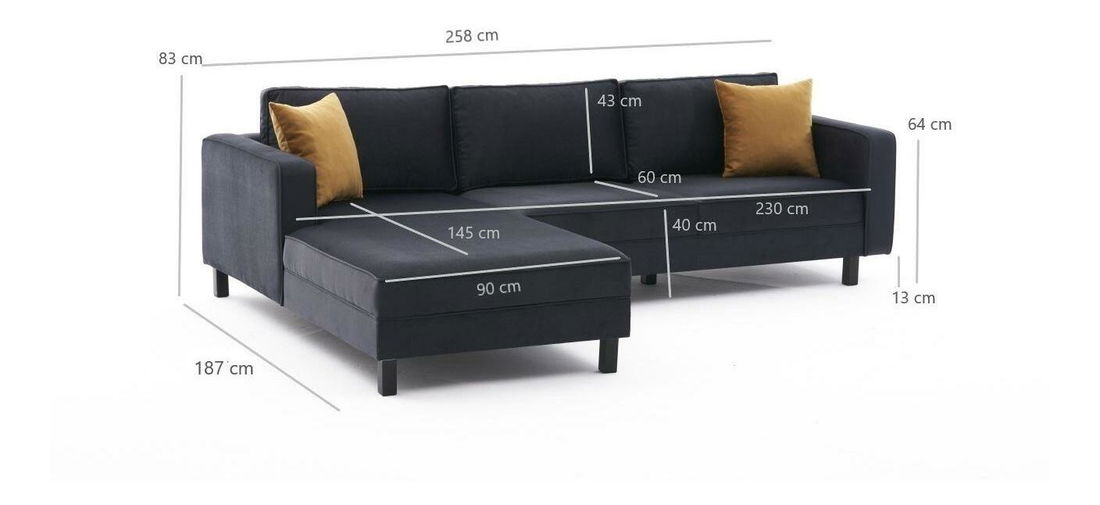 Rohová sedačka Kalen 1 (L) (antracit samet)