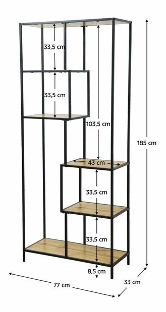 Regál BILITE (černá + dub)