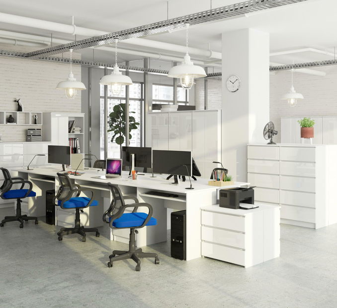 PC stolek Bronte (bílá + lesk bílý)