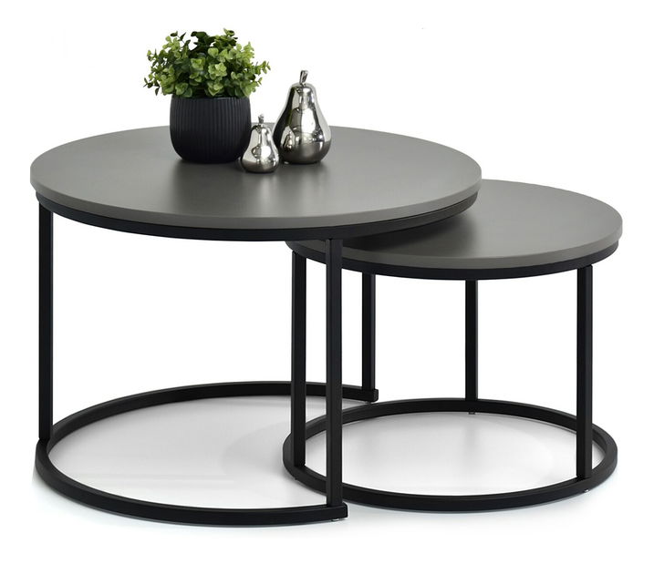 Set 2 konferenčních stolků Novedosa (grafitová + černá)