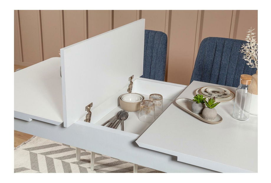 Rozkládací jídelní stůl Vlasta 1 (bílá) (pro 6 osob)