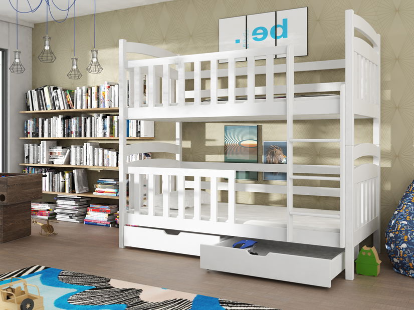 Dětská postel 80 cm Sarina (s roštem a úl. prostorem) (bílá)