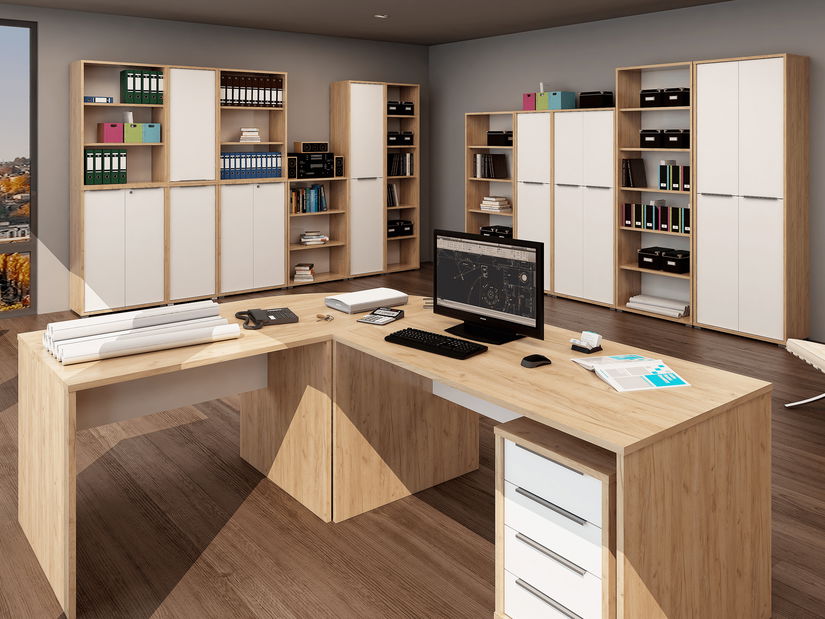 Policová skriňa Rumia 06 (dub artisan + biela) *výprodej