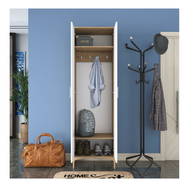 Šatní skříň Daboko 1 (ořech + bílá)