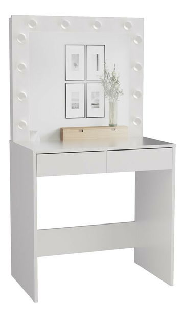 Toaletní stolek Micras 1 (bílá) (se zrcadlem) (s LED osvětlením)