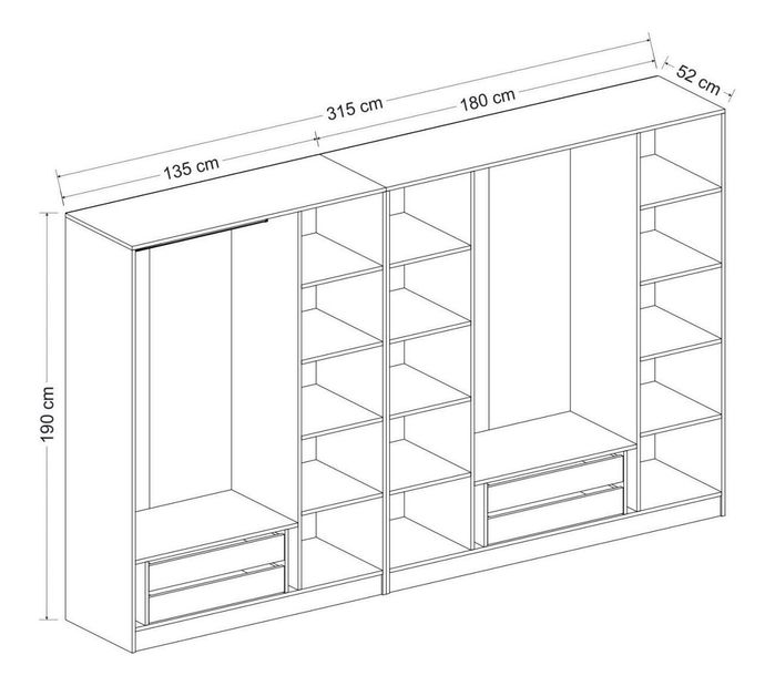 Šatní skříň Kalia 3809 (bílá)