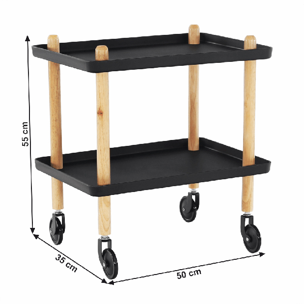 Servírovací vozík Ponteo (černá + přírodní)