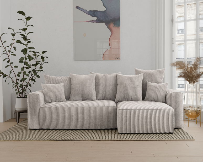 Rohová sedačka Denia (P) (mléčná)