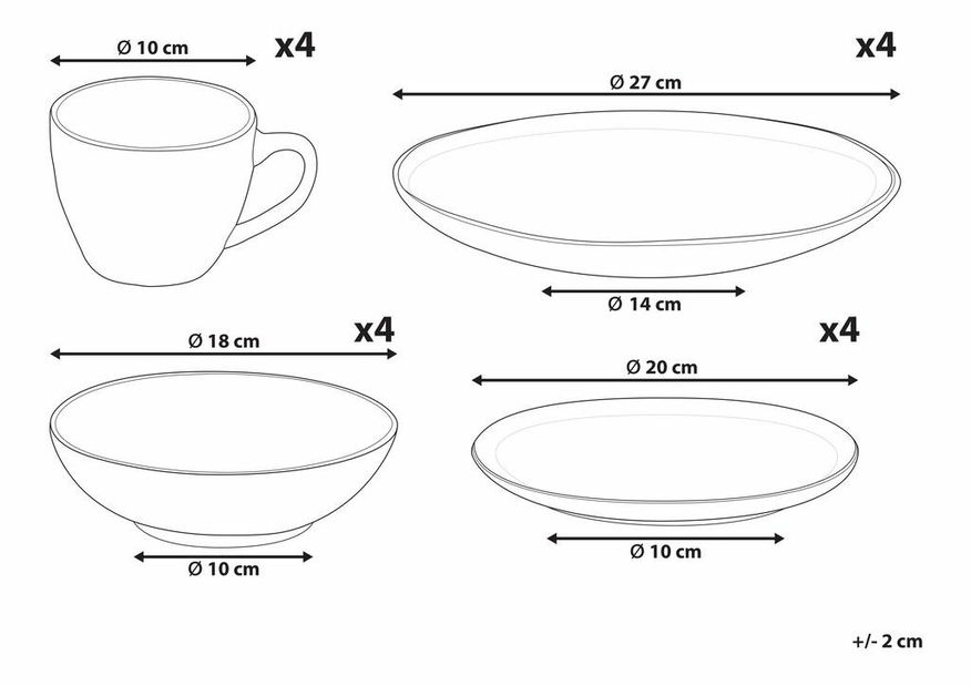 Sada nádobí 16 ks Sohil (šedá)