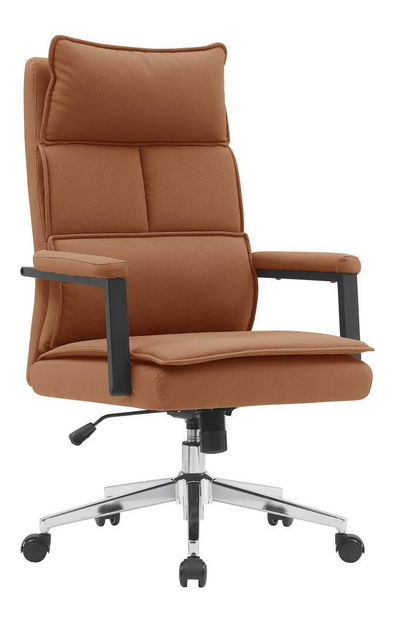 Kancelářské křeslo Kahlo (hnědá camel ekokůže + chrom)