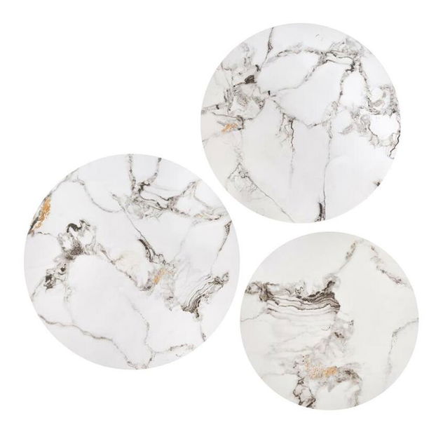 Set 3 ks. konferenčních stolků Golda (bílý mramor + černá)