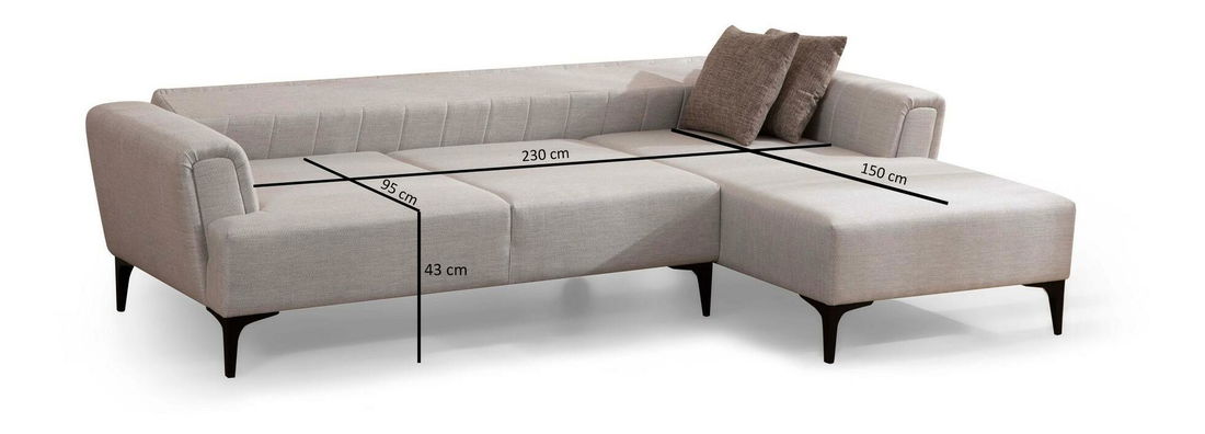 Rohová sedačka Hamletta (P) (ecru + černá)