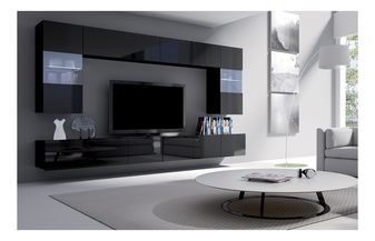 Obývací stěna Calabria C1 (černá) (bez osvětlení)