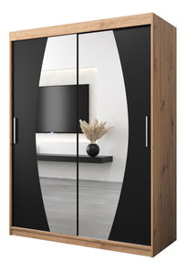 Šatní skříň 150 cm Eclipse (dub artisan + černá matná)