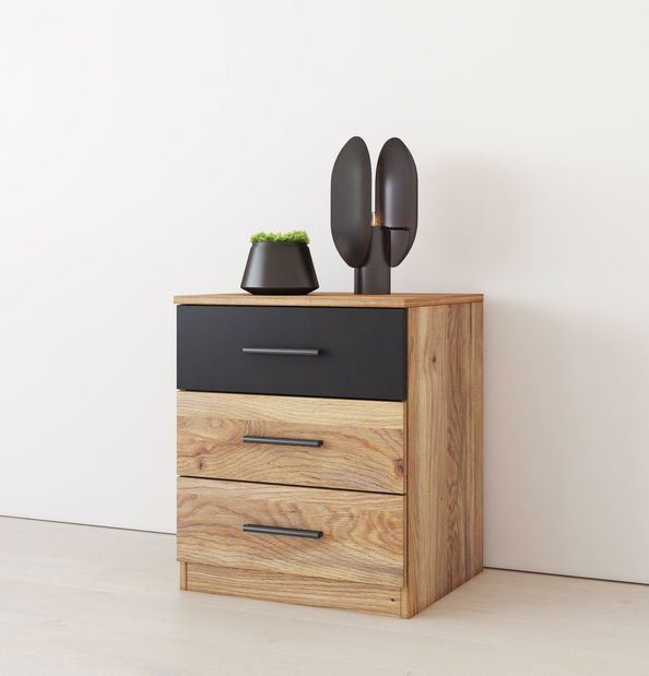 Noční stolek Benson MW22 (dub mauvella + černá)