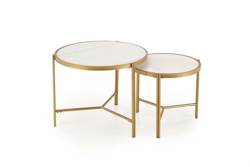 Set 2 ks. konferenčních stolků Fantoma (bílý mramor + zlatá)