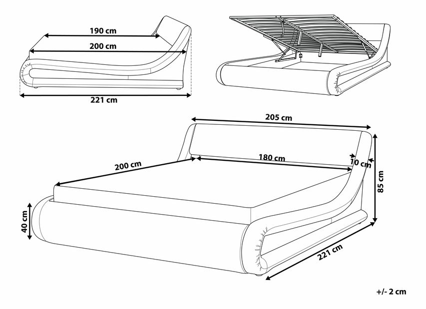 Manželská postel 180 cm AVENUE (s roštem a úl. prostorem) (černá) *výprodej