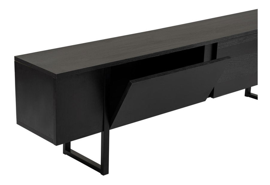 TV skříňka Seronitta (tmavé dřevo + černá)